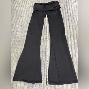 OQQ Black Foldover Flared Pant Butt Band